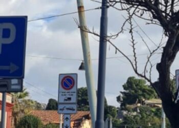 Momenti di paura a Cagliari, Viale Bonaria chiuso al traffico per un palo elettrico pericolante: intervento dei Vigili del Fuoco
