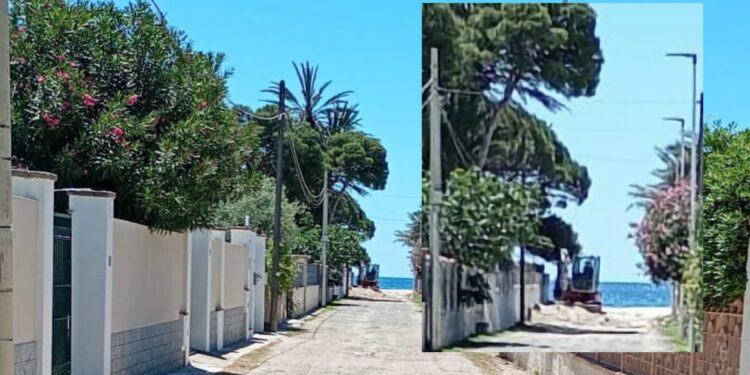 Flumini di Quartu, ruspe in azione in via Mar Ligure: via la sabbia candida dalla strada, i residenti chiamano i carabinieri