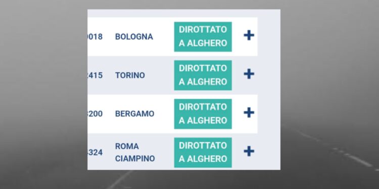 Elmas, la nebbia dirotta 4 aerei ad Alghero