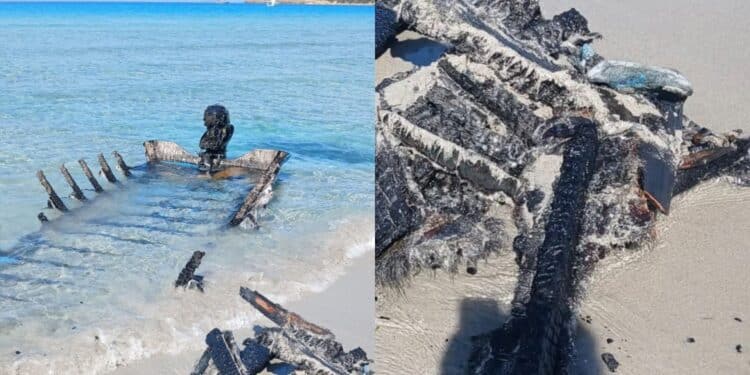 Teulada, barchino arenato a riva e dato alle fiamme: “Pericoloso per bimbi e adulti, sul bagnasciuga è pieno di chiodi”